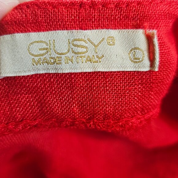 Giusy Flow-y Red Babydoll-Mini Linen Dress - Picture 4 of 7